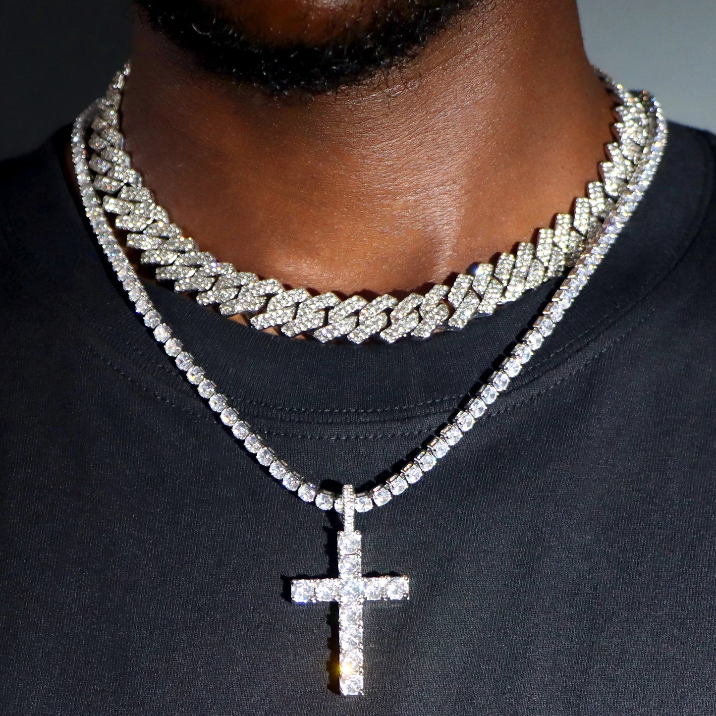 ICED OUT Cross&amp;Cuban Chain