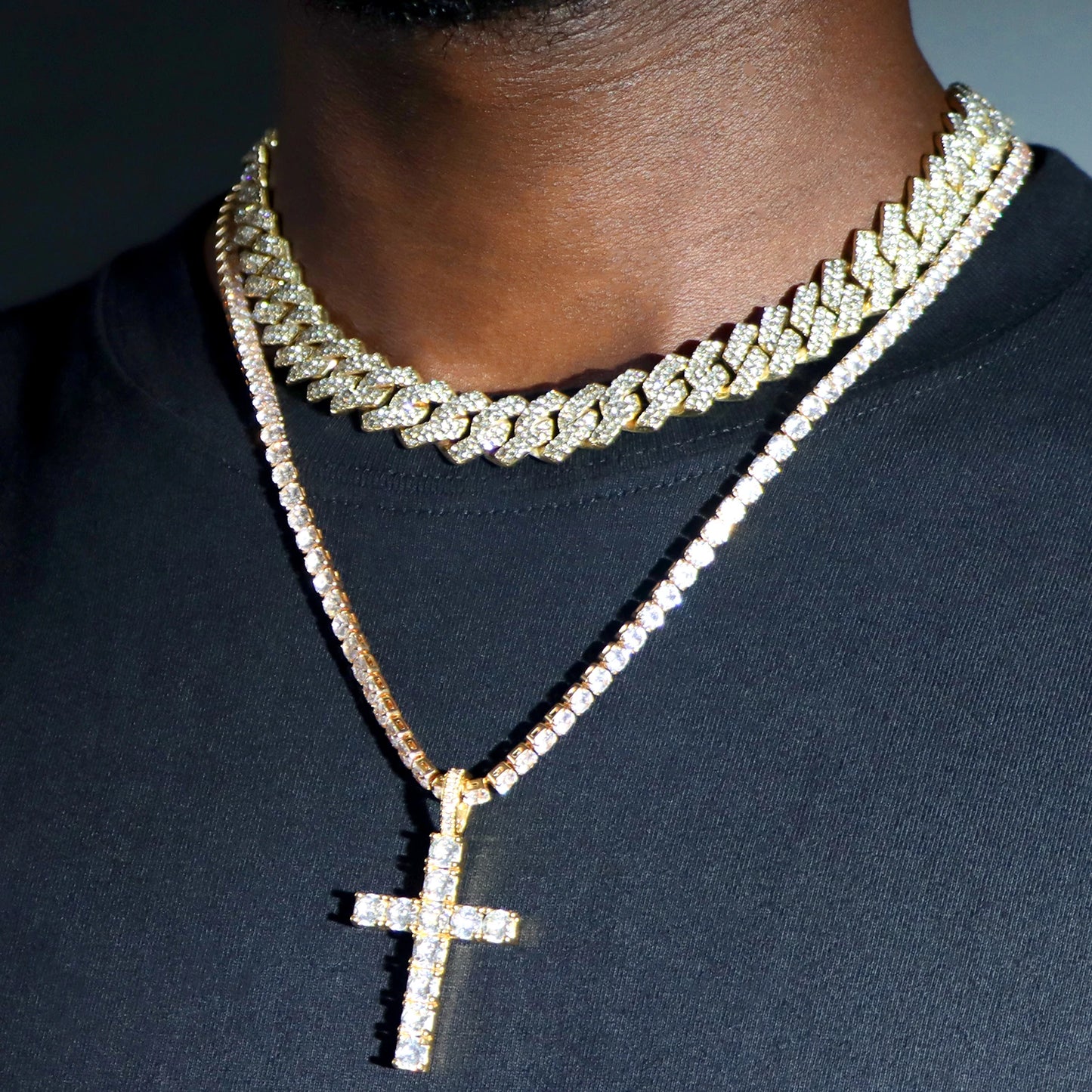 ICED OUT Cross&amp;Cuban Chain